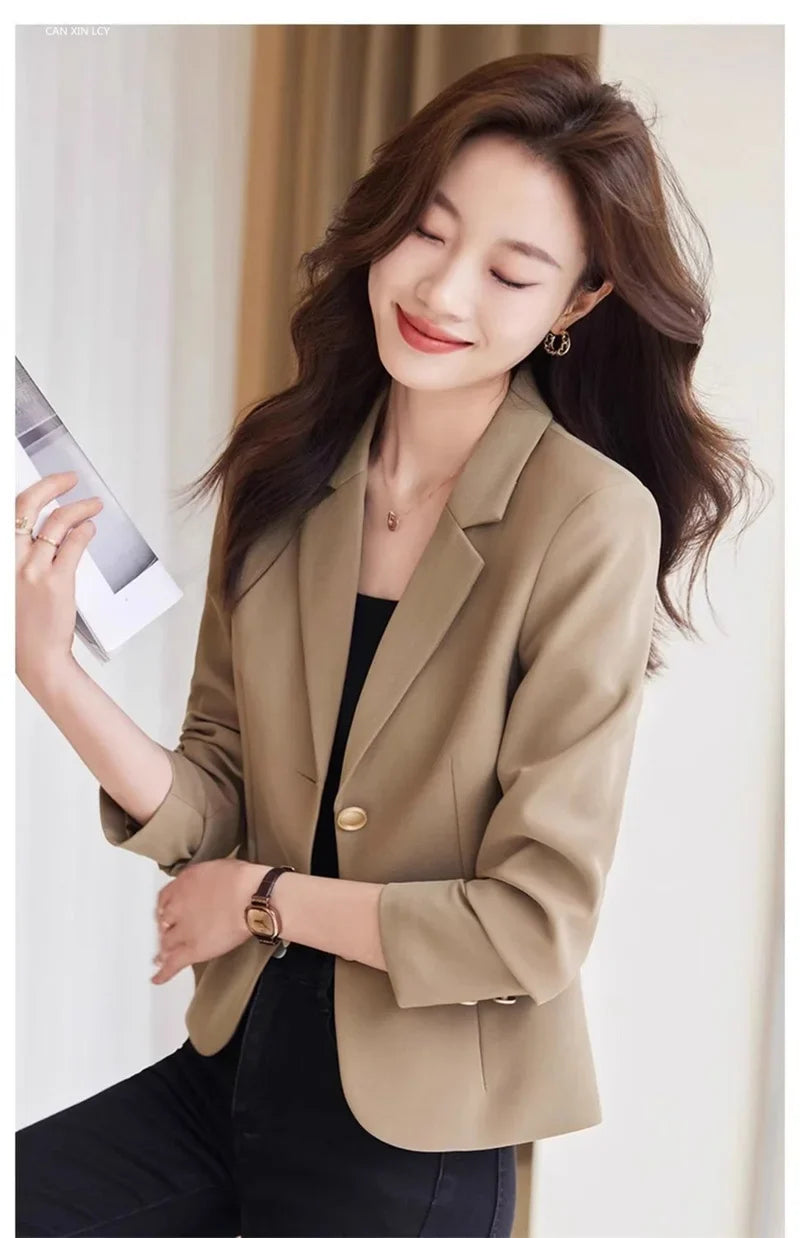 Advanced Sense Temperament Slim Small Blazers New Spring Autumn Short Women Jacket Casual Coffee Suit Coat Female Blazer Outwear