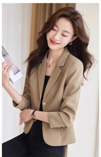 Advanced Sense Temperament Slim Small Blazers New Spring Autumn Short Women Jacket Casual Coffee Suit Coat Female Blazer Outwear