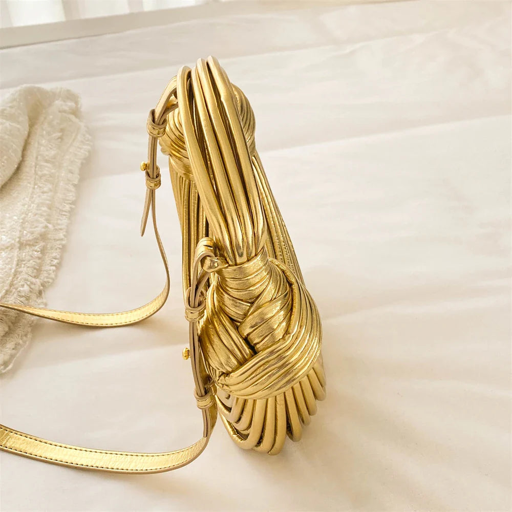 MOODS Luxury Evening Purses For Women Golden Noodle Knot Design Dinner Party Clutch Bag 2023 Luxury Designer Purses And Handbags