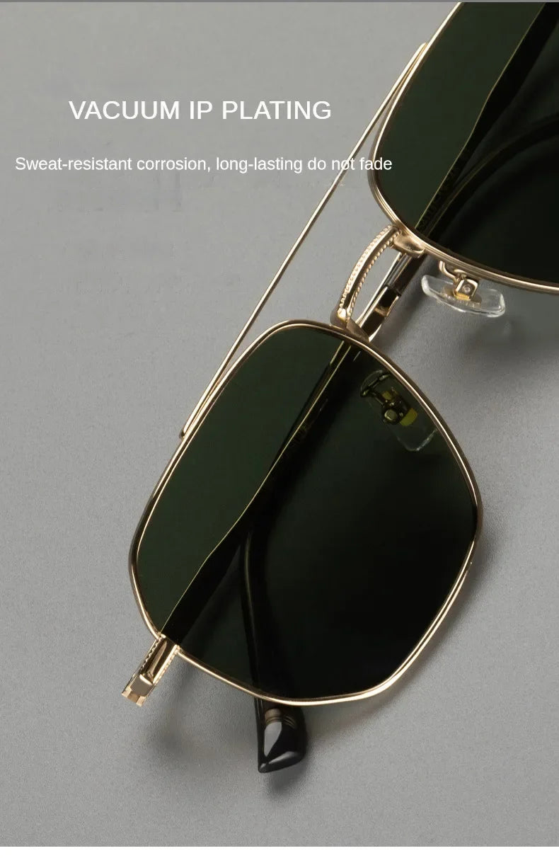 Top Quality Pure Titanium Pilot Polarized Sunglasses Men Outdoor Driving Night Vision Shades Anti-Glare Fishing UV400