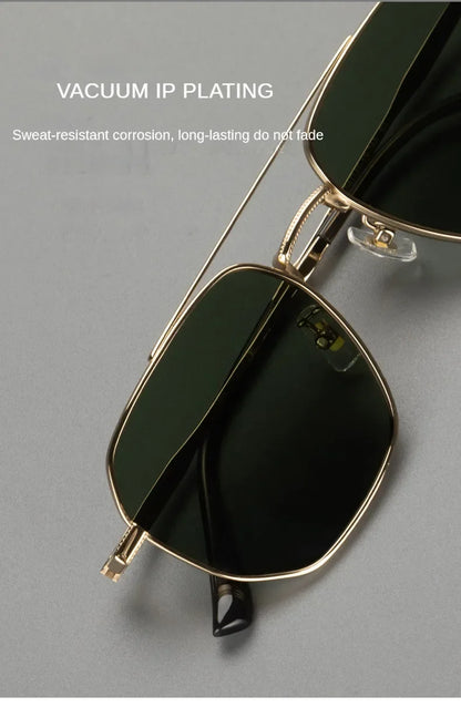 Top Quality Pure Titanium Pilot Polarized Sunglasses Men Outdoor Driving Night Vision Shades Anti-Glare Fishing UV400