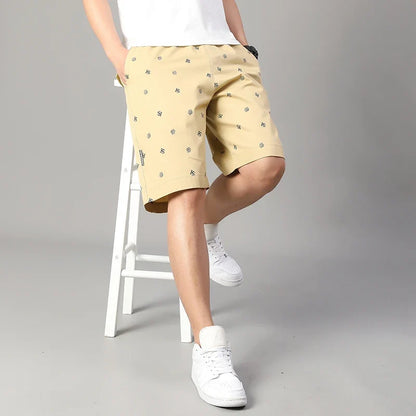 Men's Cotton Print Shorts Streetwear Casual Cotton Workwear Summer Breathable Fitness Knee Shorts Sports Shorts Sweatwear 6XL