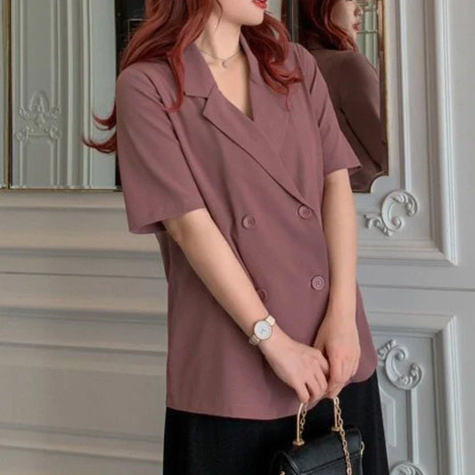 Office Lady Blazers Women Solid Lazy Style Summer Work Wear Casual Mujer Formal Vintage Outwear Clothing Elegant Ulzzang Daily