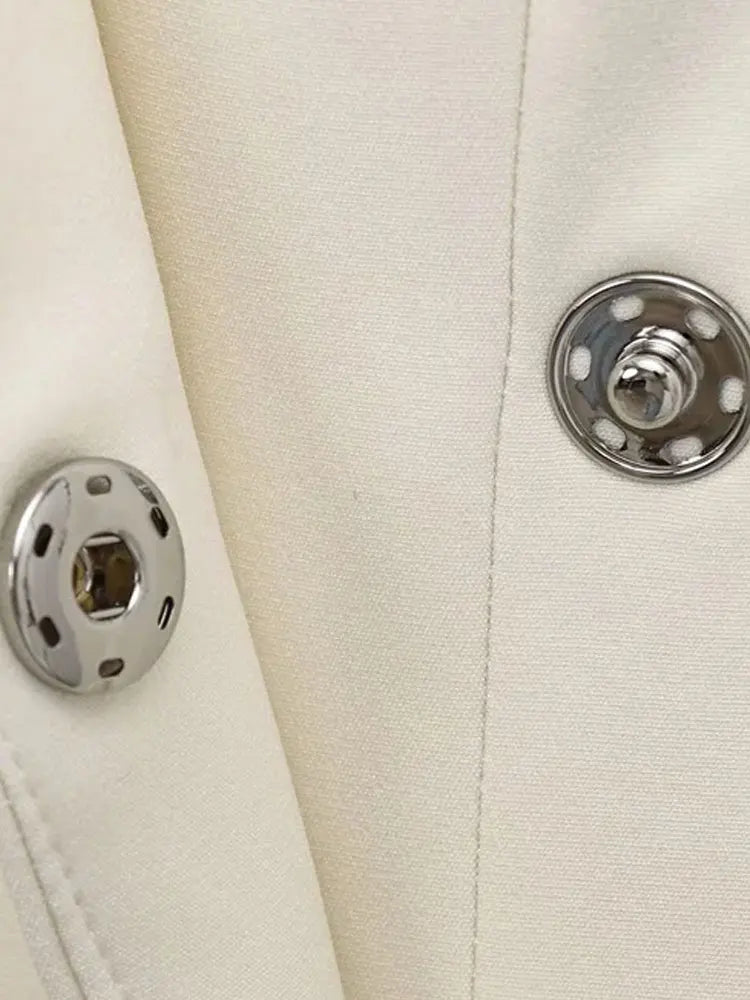 Women's Chic V-Neck Blazer Coat with Belt Long Sleeve Snap-Button Fashion Outerwear Top
