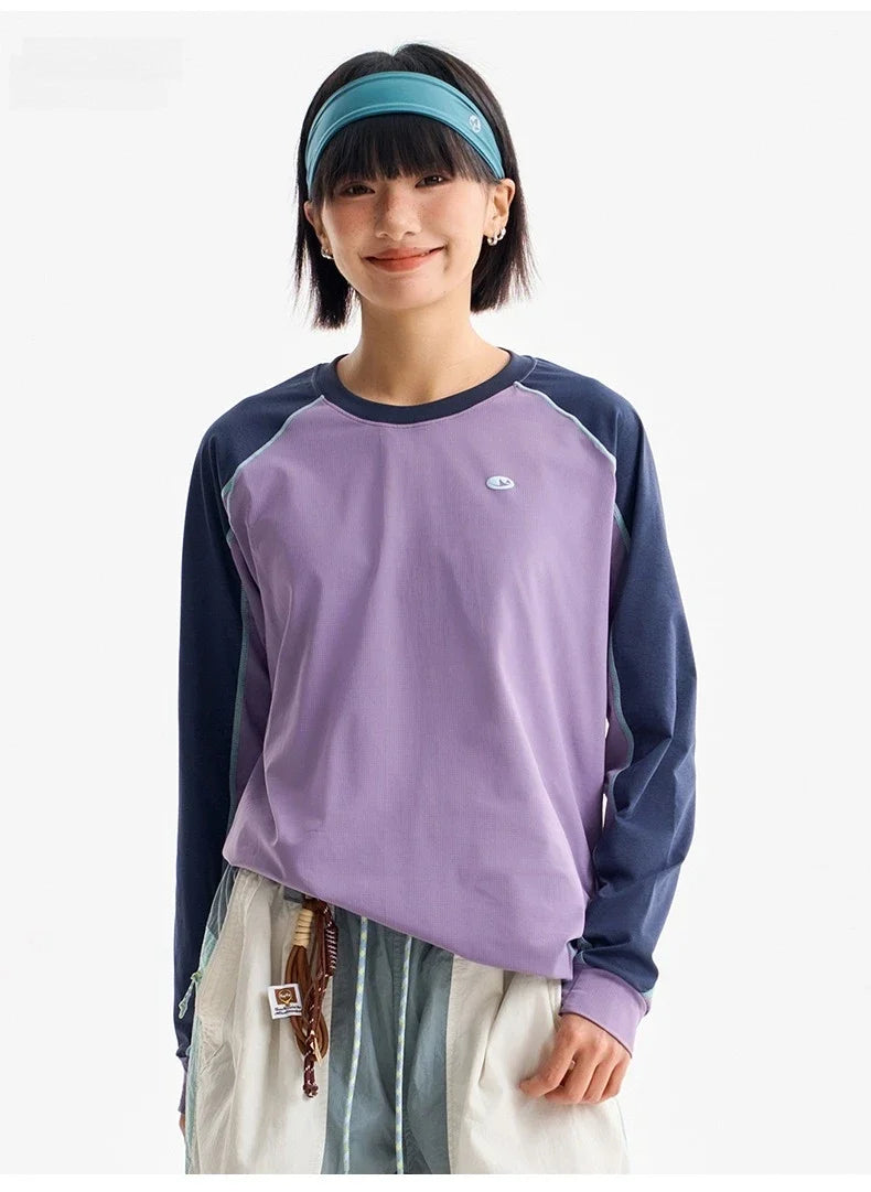 Men's Color - Block Long Sleeve UV Protection Shirt  Lightweight Quick - Dry Antibacterial Outdoor T - Shirt