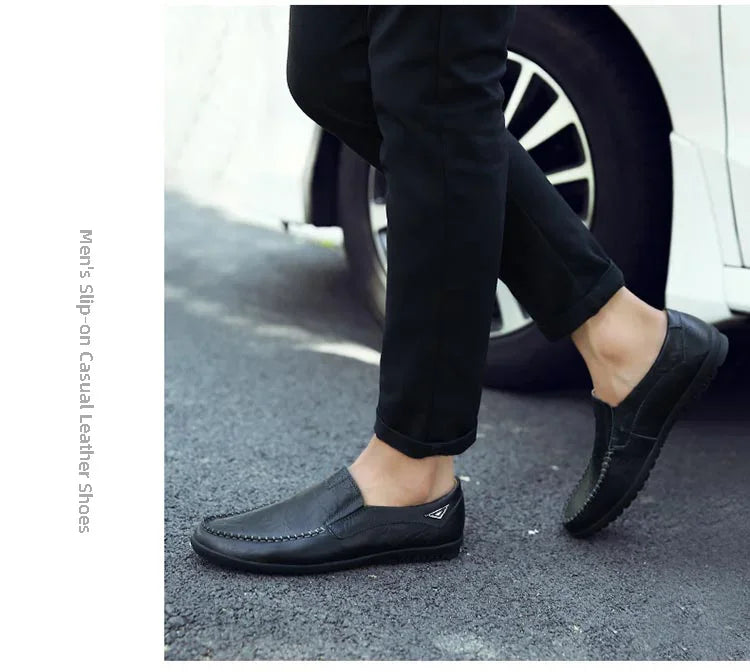 Genuine Leather Men Casual Shoes Luxury Brand Mens Loafers Moccasins Breathable Slip on Black Driving Shoes Plus Size 37-47