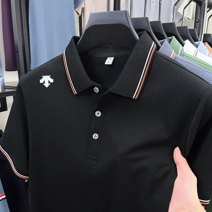 Men's High-End Luxury Brand Logo-Stamped Casual Polo Shirt Summer New Golf Breathable Business Short-Sleeve T-Shirt