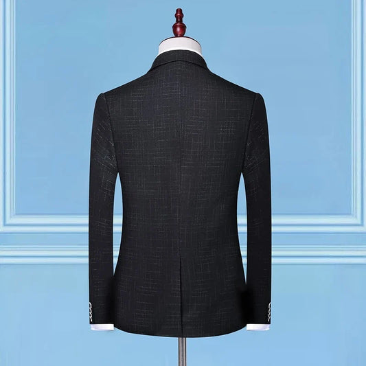 British Style 3-Piece Suit Set - High-Quality Men's Fashion Wedding Banquet European American Look with Jacket Vest Trousers