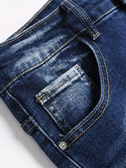 Men's Stretchy Denim Jeans For Men Simple Slim Casual Straight Fashion Classic Pants Cargo Denim Jeans Solid Streetwear Trousers