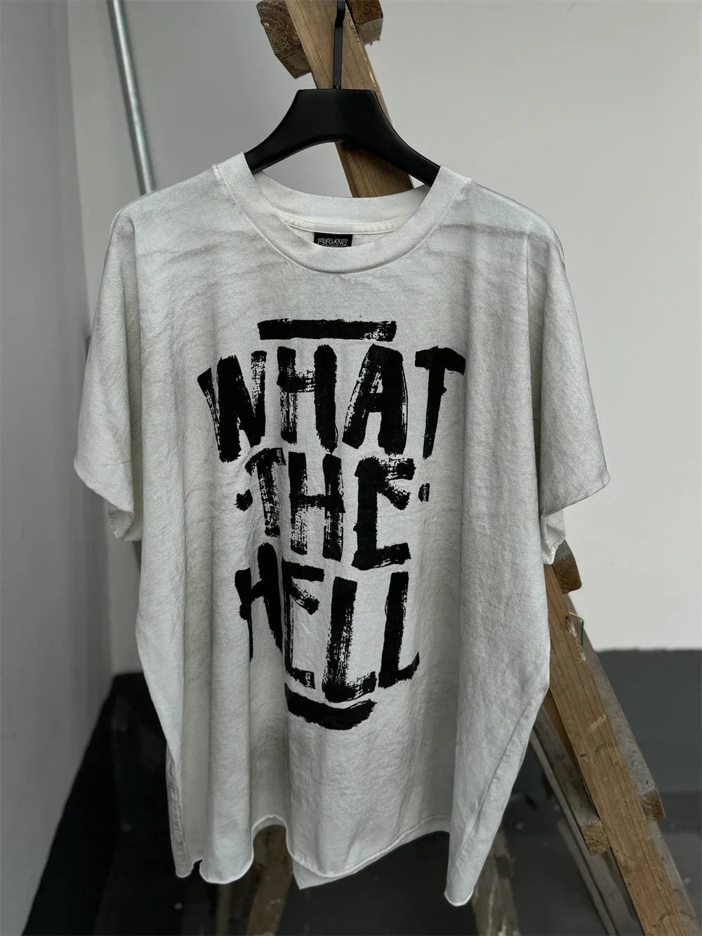 WHAT THE HELL Saint T-Shirts Men Women Best Quality Heavy spray dirty dirty soil air Washed TEE Vintage T Shirt