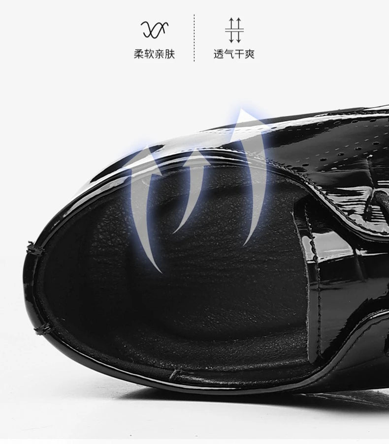 New Designer Autumn Collection British-style Men's Dress Shoes Fashion Patent Leather Commuter Shoes Male Black Casual Shoe Man