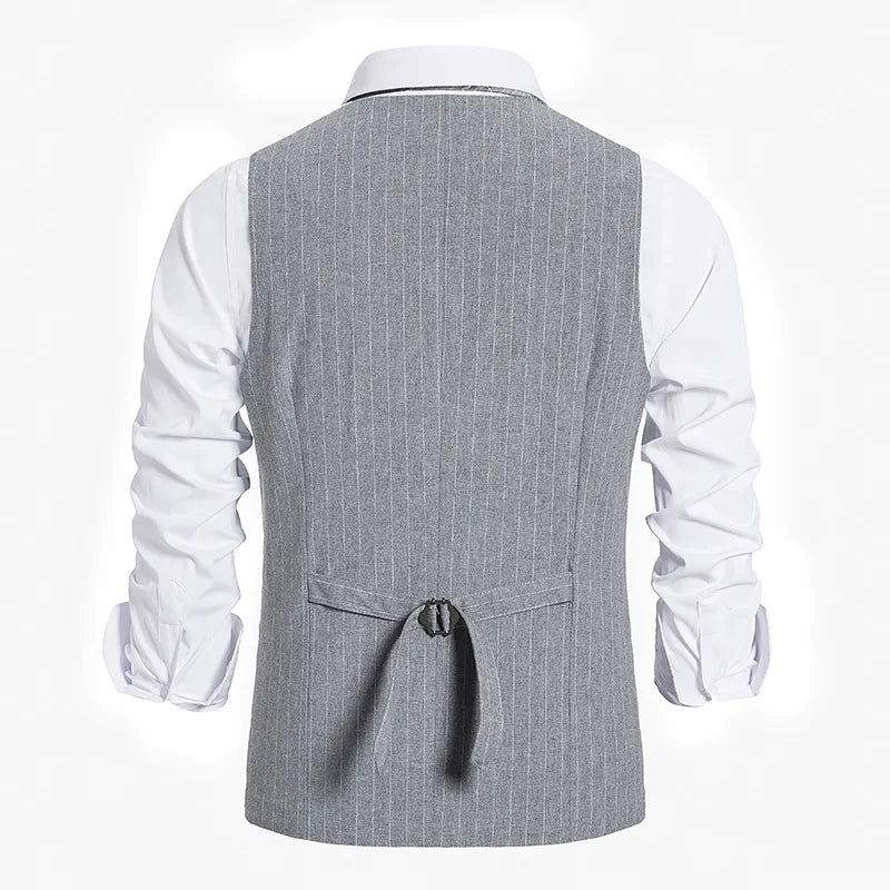 Men's Suit Vest Striped Single Breasted Waistcoat Stylish Mail Suit Retro Vest Wedding Business Banquet Daily Groomsman Uniform