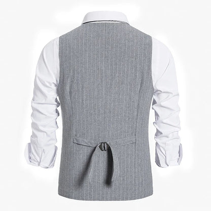 Men's Suit Vest Striped Single Breasted Waistcoat Stylish Mail Suit Retro Vest Wedding Business Banquet Daily Groomsman Uniform