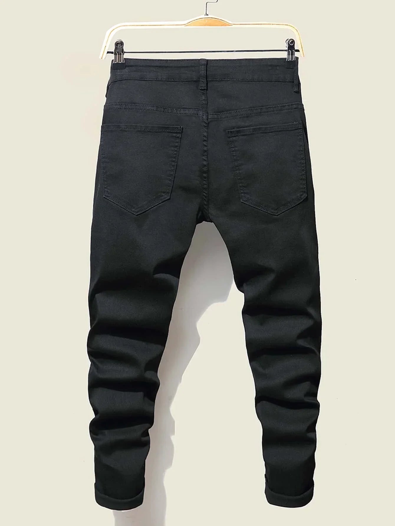 Men's Jeans Cool Ripped Skinny Trousers Stretch Slim Denim Jeans Pants Patchwork Hip Hop Black Blue Casual Jogging Jeans for Men