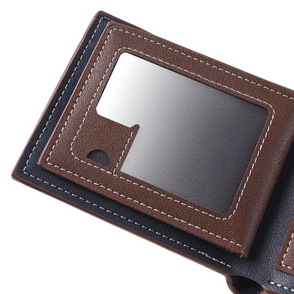 New PU Leather Men's Short Wallet Two Fold Design, Black/Coffee Retro Style, Coin Purse with ID Card Holder, Suitable for Men