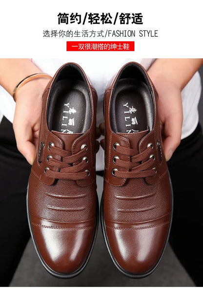 Men's Genuine Cow Leather Shoes Business Casual Shoes With Triple-Stitched Soles For Middle-Aged And Elderly Men 2025