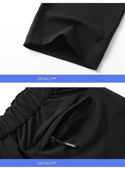 Men's Summer Cargo Pants Big Size Ice Silk Stretch Breathable Straight Leg Pants Quick Dry Elastic Lightweight Long Trousers
