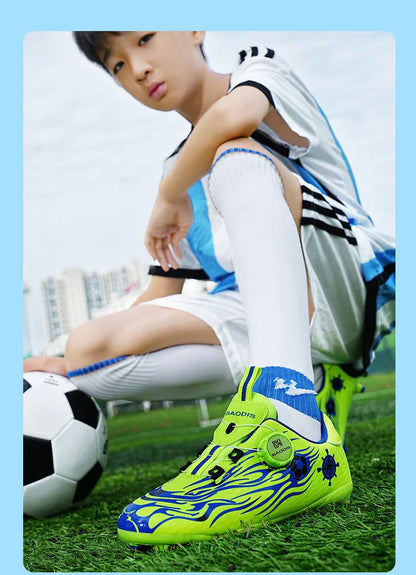 Kids Turf Soccer Cleats Children Football Shoes Breathable Lightweight Training Sneakers Non-Slip Athletic Sport Boots Boys Girl