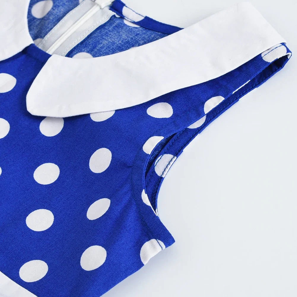 LPATTERN Girls' Vintage Rockabilly Dress Party Retro Polka Dot Floral Pattern A-line Dresses Pleated Skirt Knee-Length for 4-10Y