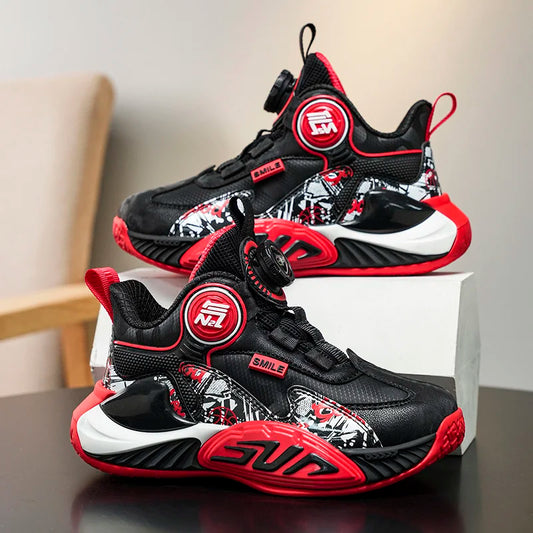 Children‘s Basketball Shoes Non-slip Breathable Basketball Training Sneakers Leather Boys Girls Athletic Shoes Kids Running Shoe