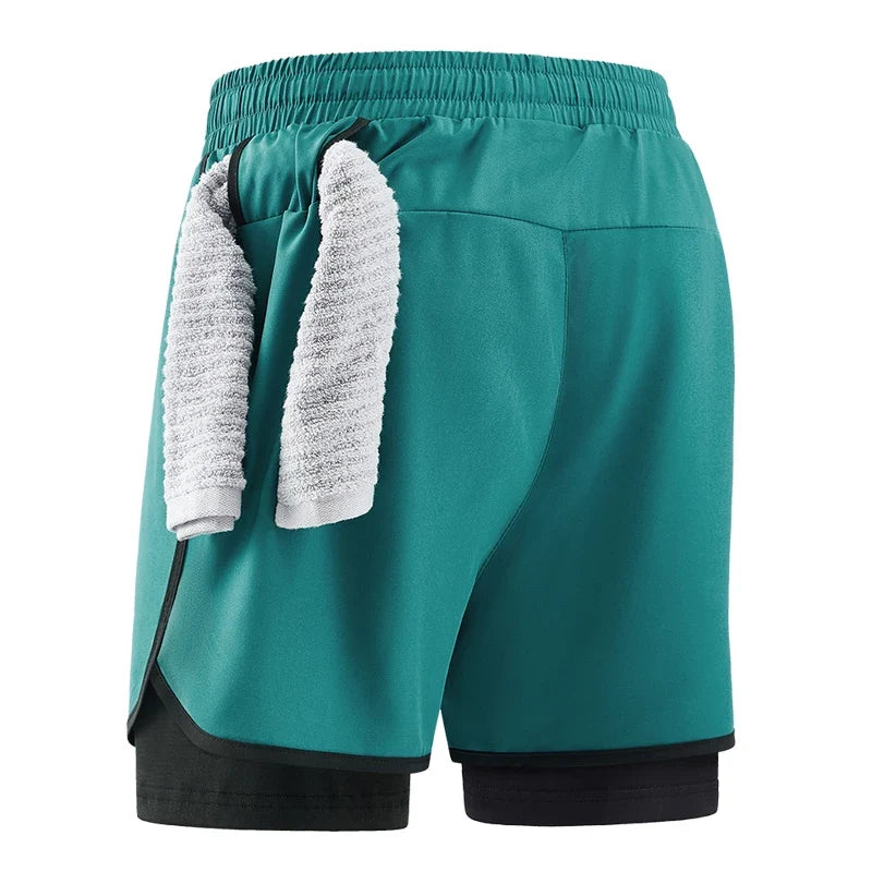 Men Running Shorts Gym Sports 2 in 1 Camo Quick Dry Workout Training Gym Fitness Jogging Short Sweatpants Summer Men Sportswear