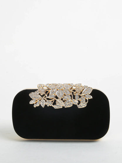 Rhinestone Clutch Bag with Crystal Floral Clasp Women Evening Handbag Formal Party Purse