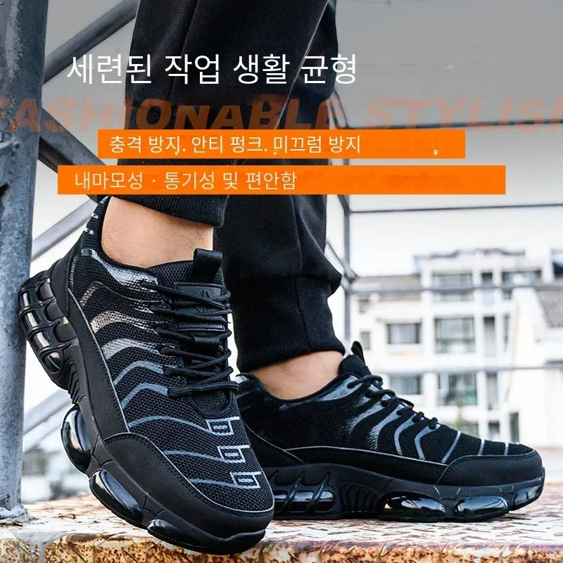 New 2024 Fashion Steel Toe Work Safety Shoes For Men Anti-smash Anti-puncture Indestructible Sneakers Protective Male Footwear