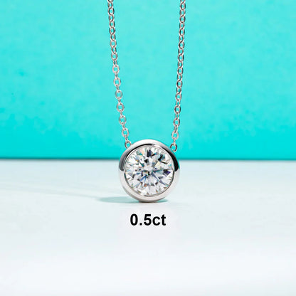 D Color Moissanite Bezel Stud Earrings 18K Gold Plated Pendant Necklace 925 Sterling Silver Jewelry Set Customs Jewelry
