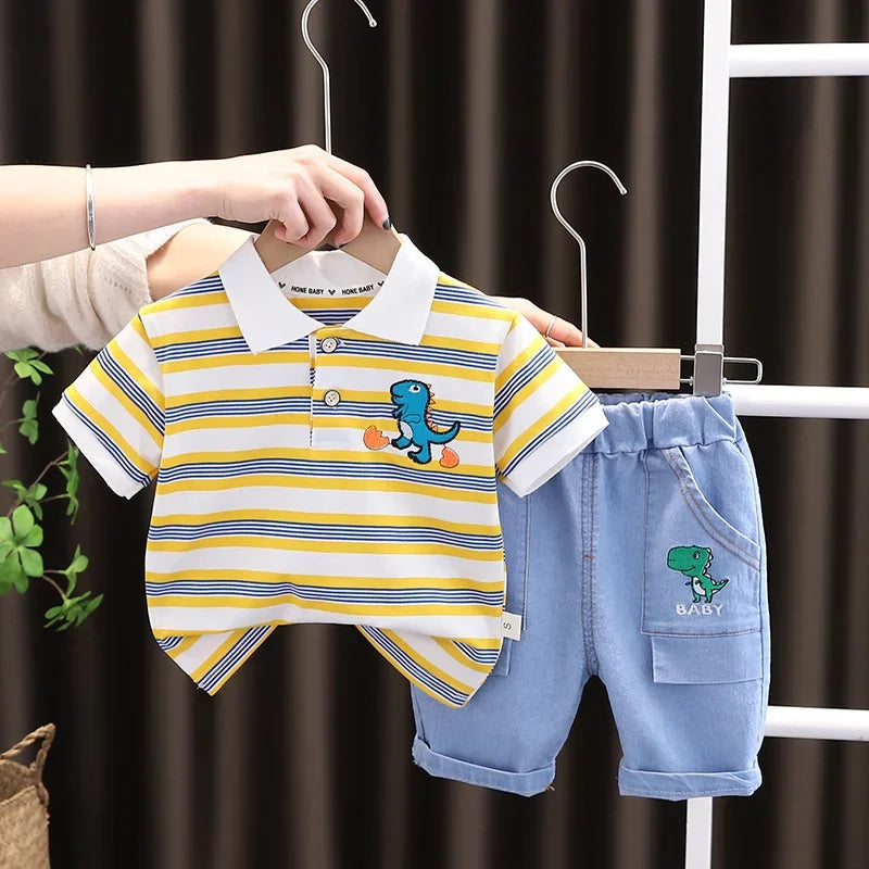 New Summer Baby Girls Clothes Suit Children Boys Striped T-Shirt Shorts 2Pcs/Sets Toddler Casual Cotton Costume Kids Tracksuits