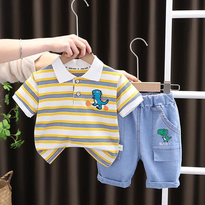 New Summer Baby Girls Clothes Suit Children Boys Striped T-Shirt Shorts 2Pcs/Sets Toddler Casual Cotton Costume Kids Tracksuits