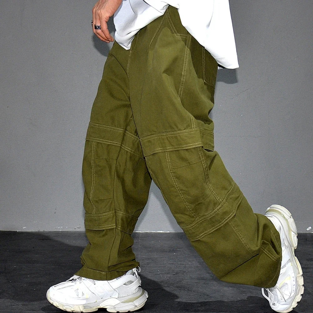 High Quality Army Green Cargo Pants Men American Vintage Hip Hop Plus Size Skateboard Pants Harajuku Casual Cotton Trousers Male