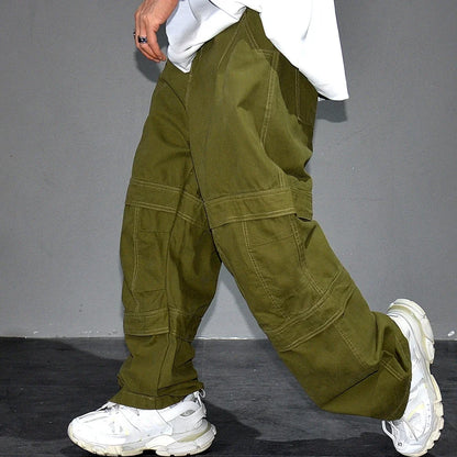High Quality Army Green Cargo Pants Men American Vintage Hip Hop Plus Size Skateboard Pants Harajuku Casual Cotton Trousers Male