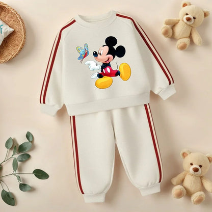 2026 Spring Cartoon Printed Children's Casual Sweatshirts Sets Boys O Neck Hoodies Long Pant Two Piece Suit Girls Tracksuit New