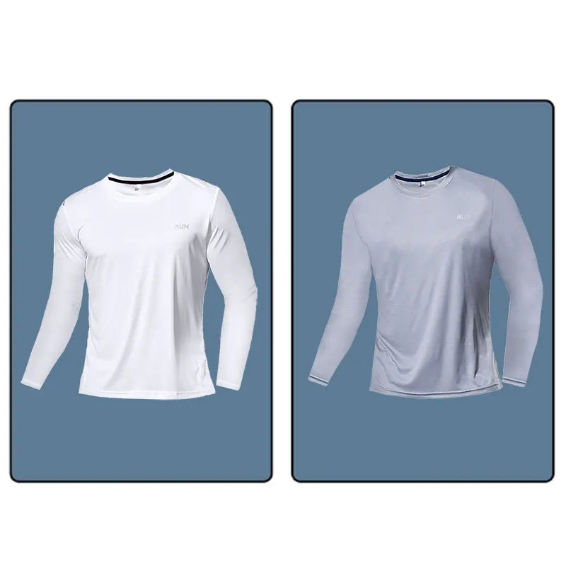 Men Long Sleeve Sport T-shirt Quick Dry Running Shirt Breathable Anti-sweat Top Gym T Shirt Men Fitness Gym Clothing Men 2023