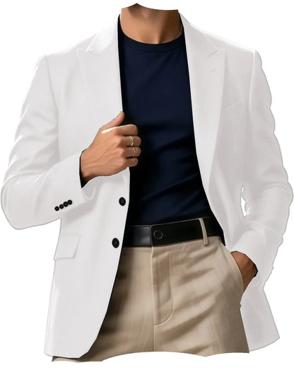 Men Blazer Jacket Single Breasted Notched Lapel Slim Fit Casual Business Suit Jacket Office Daily Wear Gentleman Sport Coat