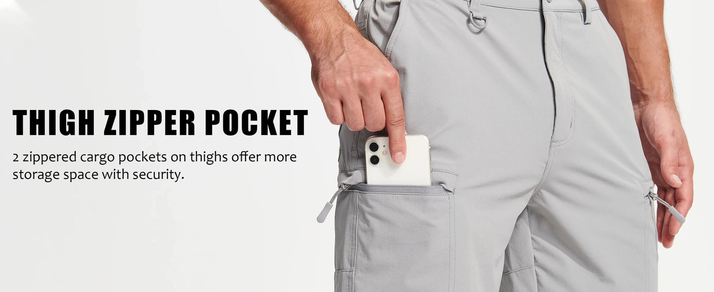 Summer Moisture Wicking Casual Shorts Mens Cargo Work Shorts Running Jogging Sports Bottoms Nylon Rip-Stop Short Pants