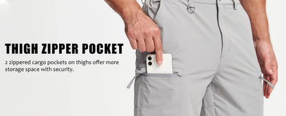 Summer Moisture Wicking Casual Shorts Mens Cargo Work Shorts Running Jogging Sports Bottoms Nylon Rip-Stop Short Pants