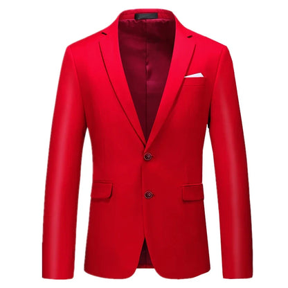 2026 New Men's Green Suit Jacket, Two Button V-Neck Coat, Wedding Party Formal Dress Tops Blue Red Yellow Green Blazers