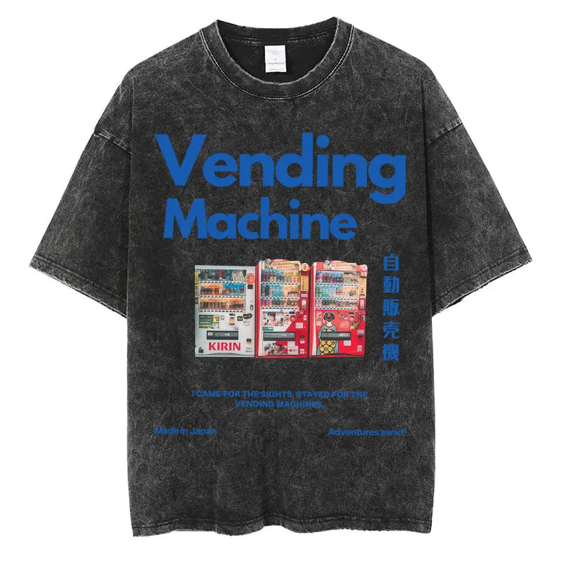 Japanese Tokyo Tokyo Culture Print Washed T Shirt Funny Fashion Vintage Men Women T-shirts Cotton Casual Loose Tees Streetwear