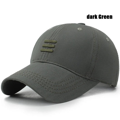 4 Colors New Fashion Soft Top Baseball Cap Outdoor Sport Casual Cotton Snapback Hats For Men and Women Three Bars Dad Hat Design