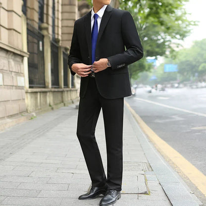 Men's M-10XL Spring New Wedding Fashion Handsome Suit Business Cargo Trousers Plus Size Two Sets Fat Friendly Clothing