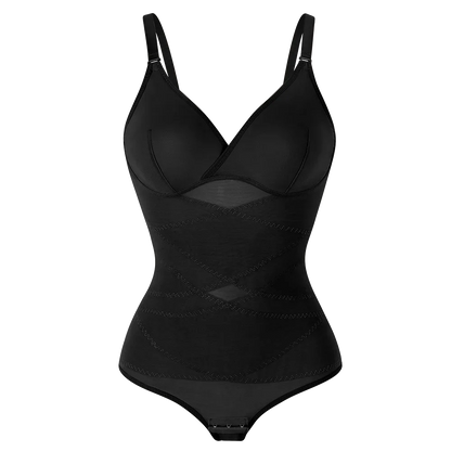 Cross Waist Bodysuit Sexy Women Briefs Shapewear with Film Coaster Mesh Breathable Suspender Top Tummy Control Ladies Underwear