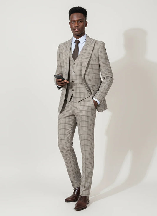 High Quality Plaid Suit Formal Business Office Men's Suits Fashionable and Casual Evening Gown
