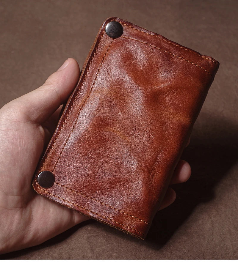 Luxury Brand Men's Genuine Leather Wallet High Quality Vintage Bifold Money Clip Credit Card Holder with Zipper Coin Pocket