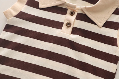Baby Set Children's New Summer Sleeveless Striped Short-Sleeved Casual Wear Two-Piece Set for Boys
