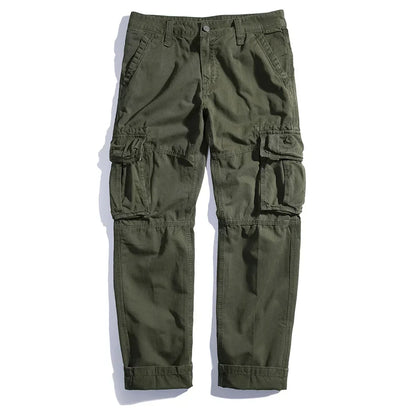 Casual Pants Men Straight Leg Cotton Cargo Trouser Male Multi Pocket Work Fishing Wear Military Style Summer Spring Khaki Black