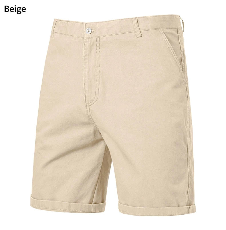 Men Casual Cotton Shorts Golf Dress Shorts Light Weight Sports Casual Knee Shorts Men's Bermuda