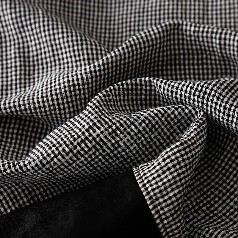 Summer Casual Loose Women's Plaid Linen Dr Design Sense Color Blo Mid-Length Slimming A-Line Skirt Korean Sle Commute