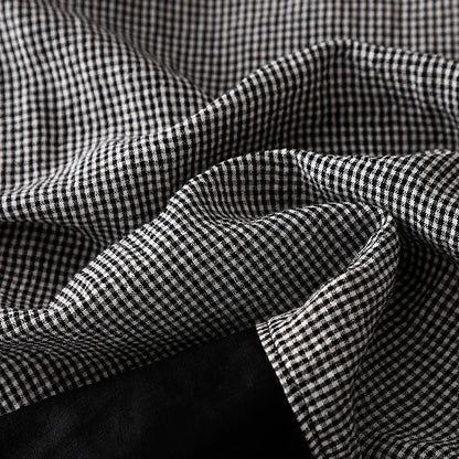 Summer Casual Loose Women's Plaid Linen Dr Design Sense Color Blo Mid-Length Slimming A-Line Skirt Korean Sle Commute