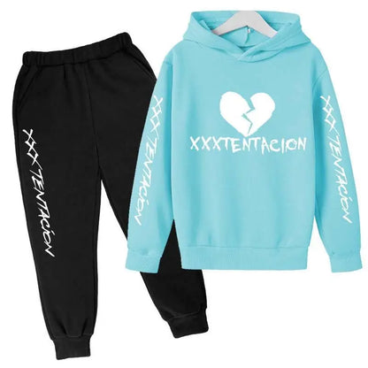 Kids Spring Hip Hop Star Print Tracksuits 4-14 Year Boys Girls Fashion Streetwear rap Hoodie+Pants Outfits Sets Children Clothes